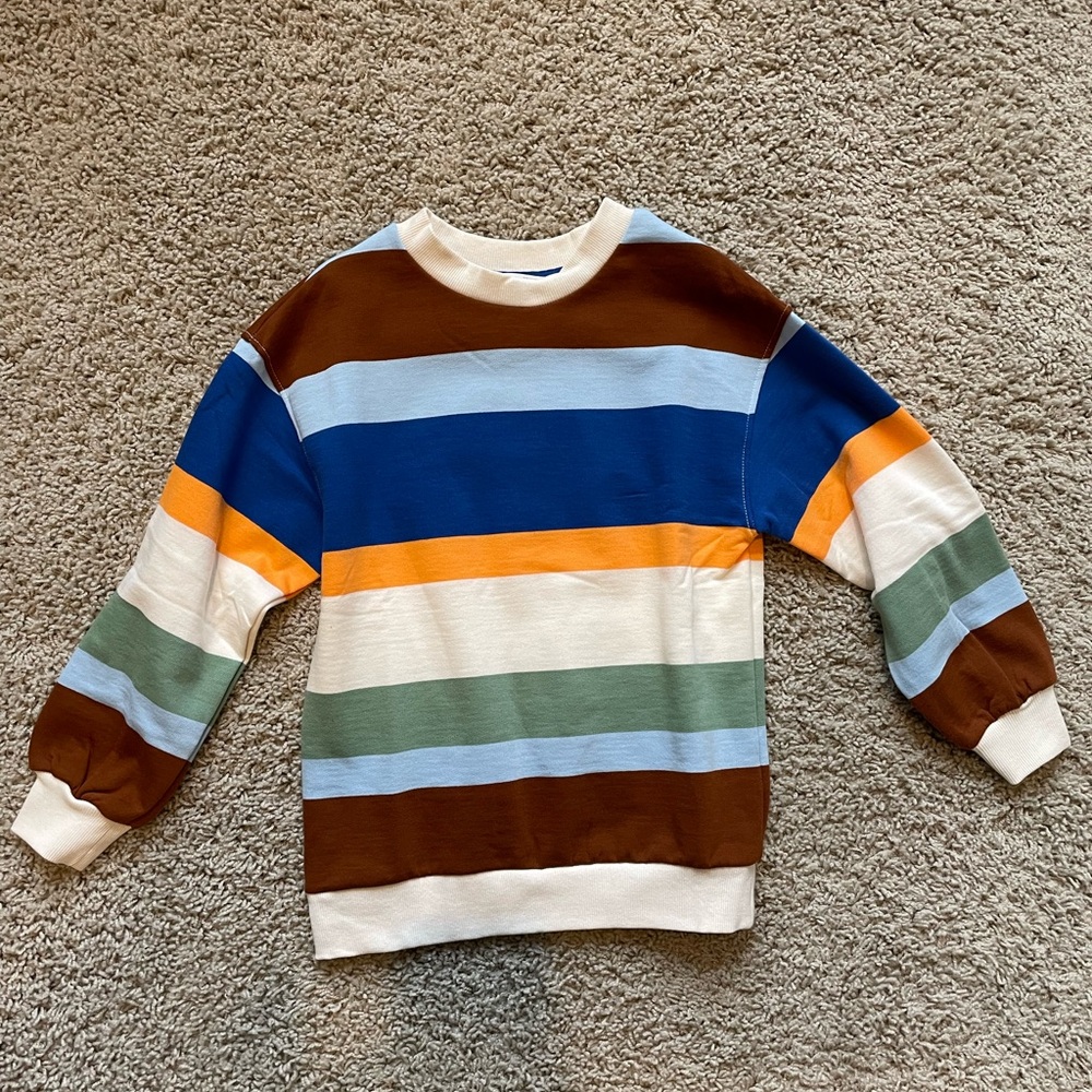 H&M Boys Multicolor Striped Crewneck Sweater Pullover Sz 6-7 NWT